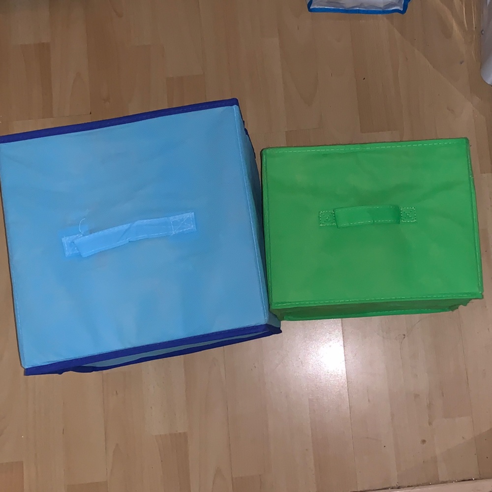 Blue and Green Storage Bins